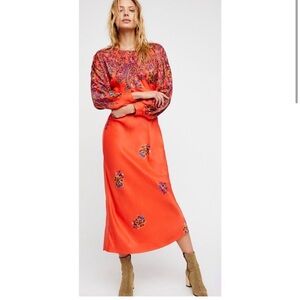 Free People Orange and Purple Maxi Dress